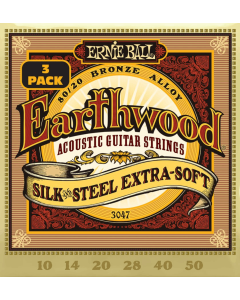 Ernie Ball Earthwood Silk and Steel Extra Soft 80/20 Bronze Acoustic Guitar Strings 3 Pk 10-50 Gauge