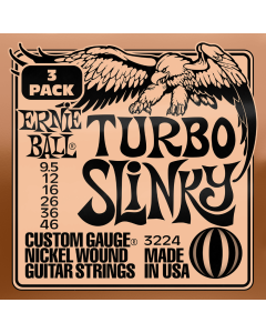 Ernie Ball Turbo Slinky Nickel Wound Electric Guitar Strings 3 Pk 9.5-46 Gauge