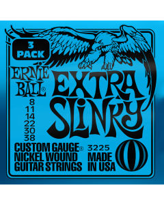 Ernie Ball Extra Slinky Nickel Wound Electric Guitar Strings 3 Pk 8-38 Gauge