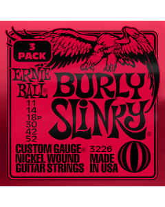 Ernie Ball Burly Slinky Nickel Wound Electric Guitar Strings 3 Pk 11-52 Gauge