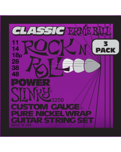 Ernie Ball Power Slinky Classic RnR Pure Nickel Wrap Electric Guitar Strings 3 Pk 11-48 Gauge
