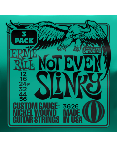 Ernie Ball Not Even Slinky Nickel Wound Electric Guitar Strings 3 Pk 12-56 Gauge