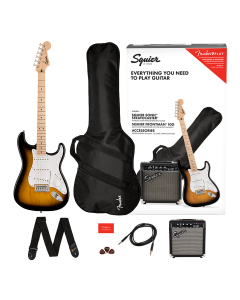 Squier Sonic Stratocaster, Maple Fingerboard Electric Guitar Pack in 2 Color Sunburst