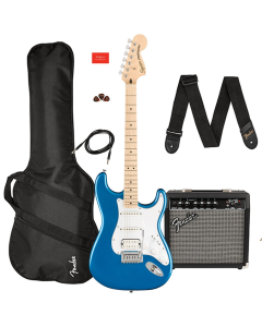 Squier Affinity Series Stratocaster HSS, Maple Fingerboard Electric guitar Pack in Lake Placid Blue