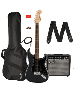 Squier Affinity Series Stratocaster HSS, Laurel Fingerboard Electric Guitar Pack in Charcoal Frost Metallic