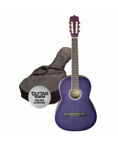 Ashton SPCG34 Starter Classical Guitar Pack in Transparent Purple