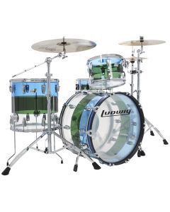 Ludwig Vistalite 50th Anniversary FAB 3 Piece Shell Pack in Blue Green Clear