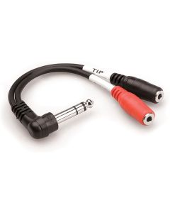 Hosa YPM523 Stereo Breakout Cable Right-Angle 1/4-inch TRS Male to Dual 3.5mm TRS Female