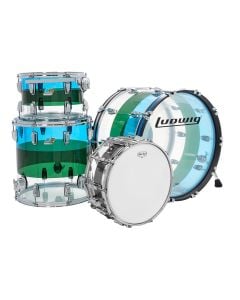 Ludwig Vistalite 50th Anniversary 3-Piece FAB Kit (22BD, 16FT, 13TT) in Blue/Green/Clear | Snare Not Included