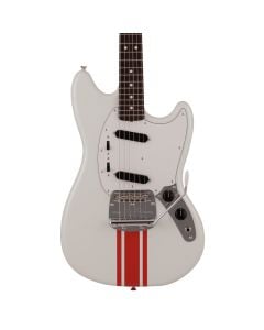 Fender 2023 Collection Made in Japan Traditional 60s Mustang, Rosewood Fingerboard in Olympic White with Red Competition Stripe