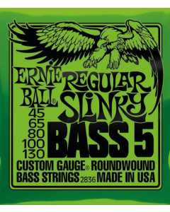 Ernie Ball 2836 Regular Slinky 5-String Nickel Wound Electric Bass Guitar Strings , 45-130 Gauge