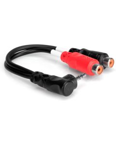 Hosa YRA167 Right Angle 3.5 mm TRS to Dual RCAF Stereo Breakout Cable
