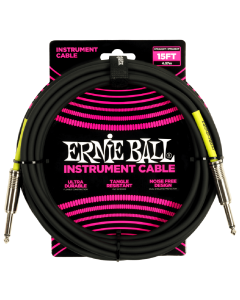 Ernie Ball 15ft PVC Straight to Straight Instrument Cable in Black