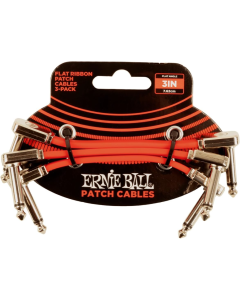 Ernie Ball 3” Flat Ribbon Patch Cable 3 Pack in Red 