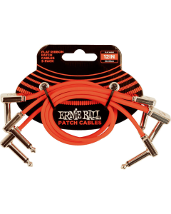 Ernie Ball 12” Flat Ribbon Patch Cable 3 Pack in Red 