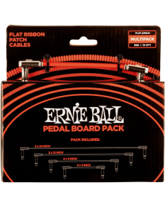 Ernie Ball Flat Ribbon Patch Cables Pedalboard Multi Pack in Red