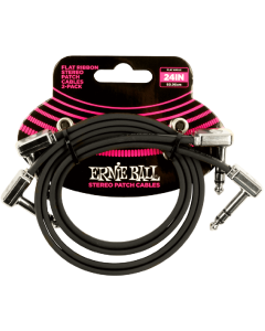 Ernie Ball 24” Flat Ribbon Stereo Patch Cable 2 Pack in Black