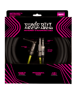 Ernie  Ball 18' Instrument & Headphone Cable in Black