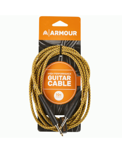 Armour GW10G 10 Foot Guitar Lead in Woven Gold Rope