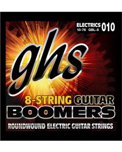 GHS GBL 8 Boomers 8 String Electric Guitar Strings Light 10-76 Gauge