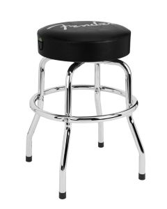 Fender® Spaghetti Logo Pick Pouch Barstool in Black/Chrome 24"