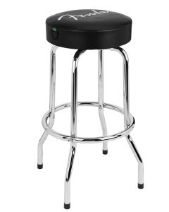 Fender® Spaghetti Logo Pick Pouch Barstool in Black/Chrome 30"