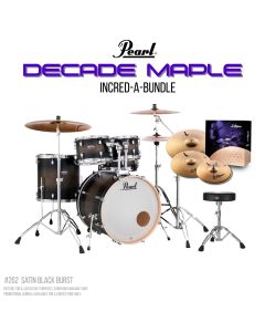 Pearl Decade Maple 22" Fusion Plus Drumkit Increda-Bundle in Satin Black Burst