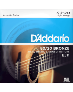 D'Addario EJ11 80/20 Bronze Acoustic Guitar Strings Light 12-53 Gauge