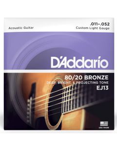 D'Addario 80/20 Bronze Acoustic Guitar Strings 11-52 Custom Light Gauge