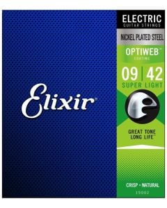 Elixir 19002 Optiweb Electric Guitar Strings Super Light 9-42 Gauge