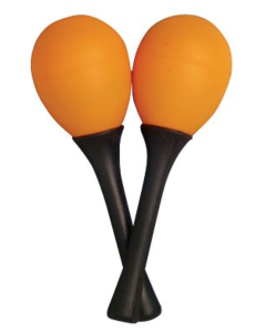 Mano Percussion Egg Shaped Orange Maracas and Handle Pair