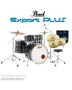Pearl Export Plus 22" Fusion Plus Kit Package in Graphite Silver Twist