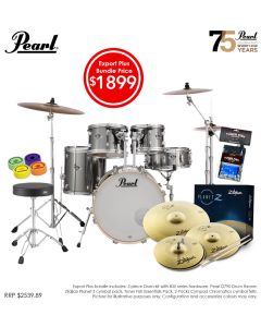 Pearl EXX Export Plus 20" Fusion (20BD, 10TT, 12TT, 14FT, 14SD) Package in Smokey Chrome