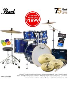 Pearl EXX Export Plus 20" Fusion (20BD, 10TT, 12TT, 14FT, 14SD) Package in High Voltage Blue