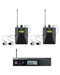 Shure PSM300 Twin Wireless System 584-608 MHZ includes 2X P3RA Bodypacks & 2X SE215-CL