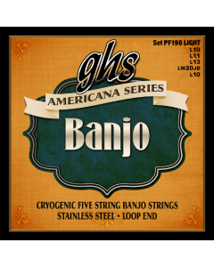 GHS PF190 Americana Series Stainless Steel Light Banjo 5 String 10-20/10 Gauge