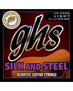GHS 345 Silk and Steel Silver Plated Copper Acoustic Guitar Strings 10-42 Gauge