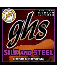 GHS 610 Silk and Steel Silver-Plated Copper Acoustic Guitar Strings 12 String 11-48 Gauge