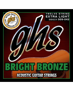 GHS BB60X Bright Bronze Acoustic Guitar 12 Strings 09-042 Gauge