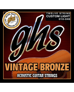 GHS VN-12CL 12 String Custom Light Vintage Bronze Acoustic Guitar Strings 10 - 46 Gauge