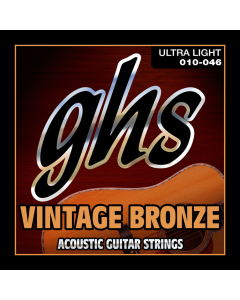 GHS VNUL Ultra Light Vintage Bronze Acoustic Guitar Strings 10-46 Gauge