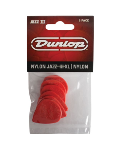 Jim Dunlop Nylon Player's Pack Jazz III XL Guitar Pick 6 Pack in Red