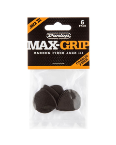 Jim Dunlop Player's Pack Max Grip Jazz III Guitar Pick 6 Pack Carbon Fiber 