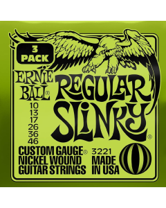 Ernie Ball Regular Slinky Nickel Wound Electric Guitar Strings 3 Pack 10-46 Gauge