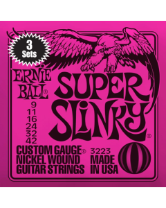 Ernie Ball Super Slinky Nickel Wound Electric Guitar Strings 3 Pack 9-42 Gauge