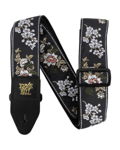 Ernie Ball Classic Jacquard Guitar Or Bass Strap in White Blossom