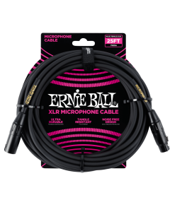 Ernie Ball 25ft Male Female XLR Microphone Cable in Black