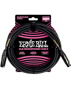 Ernie Ball 20ft Male Female XLR Microphone Cable in Black