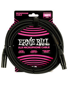Ernie Ball 15ft Braided Male Female XLR Microphone Cable in Black