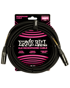 Ernie Ball 20ft Braided Male Female XLR Microphone Cable in Black